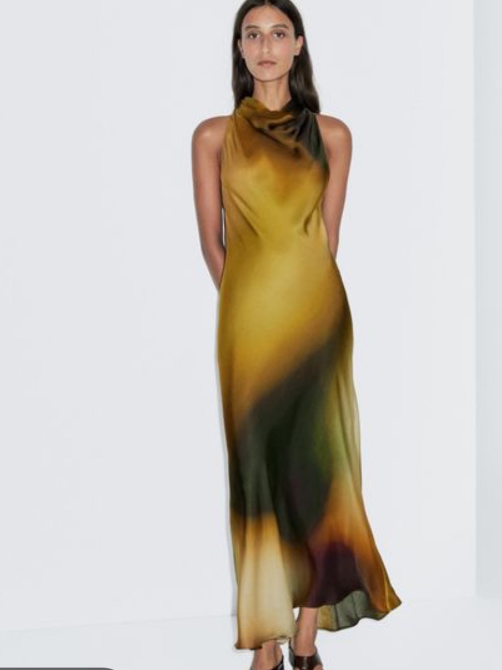 Massimo Dutti NWT long print halter dress XS